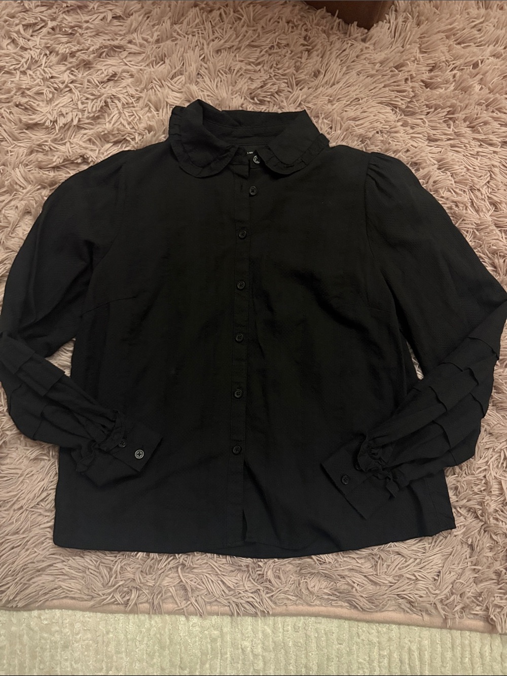 Who What Wear Black Blouse with Collar